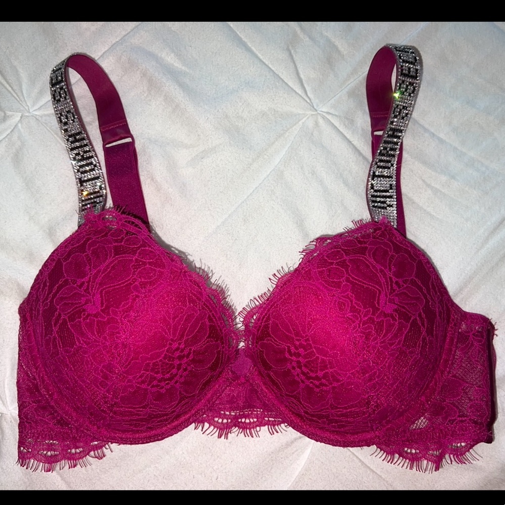 victoria’s secret shine strap lace push up bra
